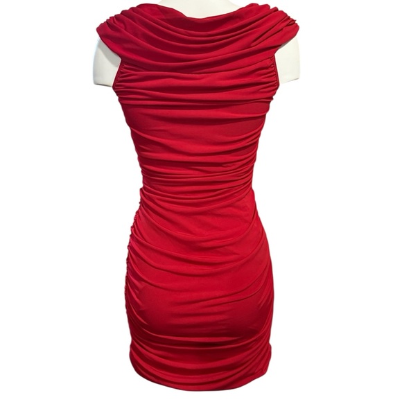 Bodycon Red Fitted Ruched Mini Dress, Ricki’s, Valentines, date night, size XS, - Picture 9 of 10